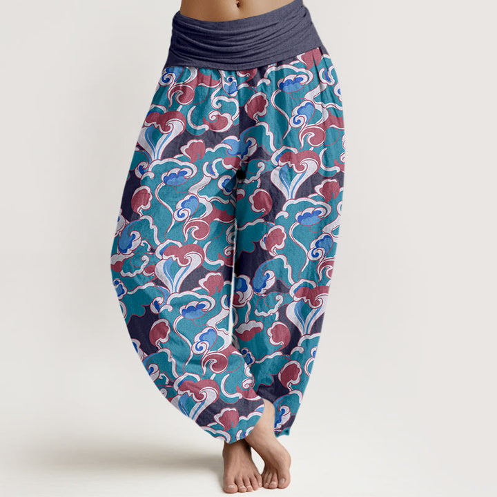 Pantalones Buddha Stones de algodón puro con diseño de nubes pequeñas y cintura elástica para mujer - Gris - US16，UK/AU20，EU48 (3XL) - image 8