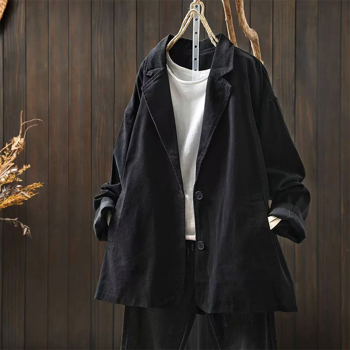 Chaqueta de mujer de manga larga, media, con bolsillos, botones, cuello de solapa y estampado de Buddha Stones para primavera y otoño. - Negro - US4-8/10, UK/AU8-12/14, EU36-40/42 (F) - image 20