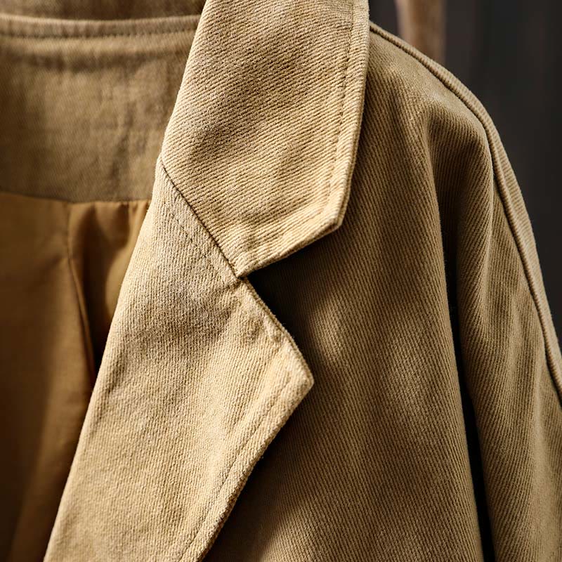 Chaqueta de mujer de manga larga, media, con bolsillos, botones, cuello de solapa y estampado de Buddha Stones para primavera y otoño. - image 5