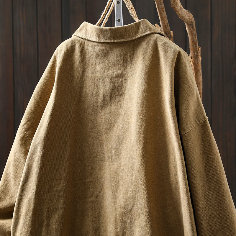 Chaqueta de mujer de manga larga, media, con bolsillos, botones, cuello de solapa y estampado de Buddha Stones para primavera y otoño. - image 4