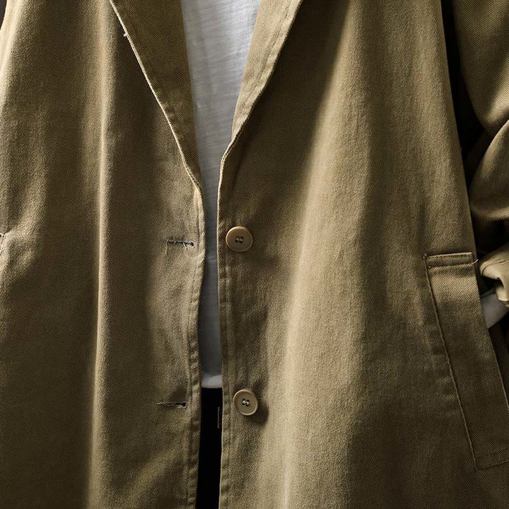 Chaqueta de mujer de manga larga, media, con bolsillos, botones, cuello de solapa y estampado de Buddha Stones para primavera y otoño. - image 26