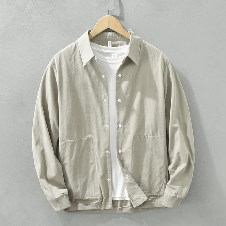 Camisa de algodón de manga larga con cuello alto y botones para hombre, color liso, con Buddha Stones - Gris claro - US/UK/AU42, EU52 (3XL) - image 5