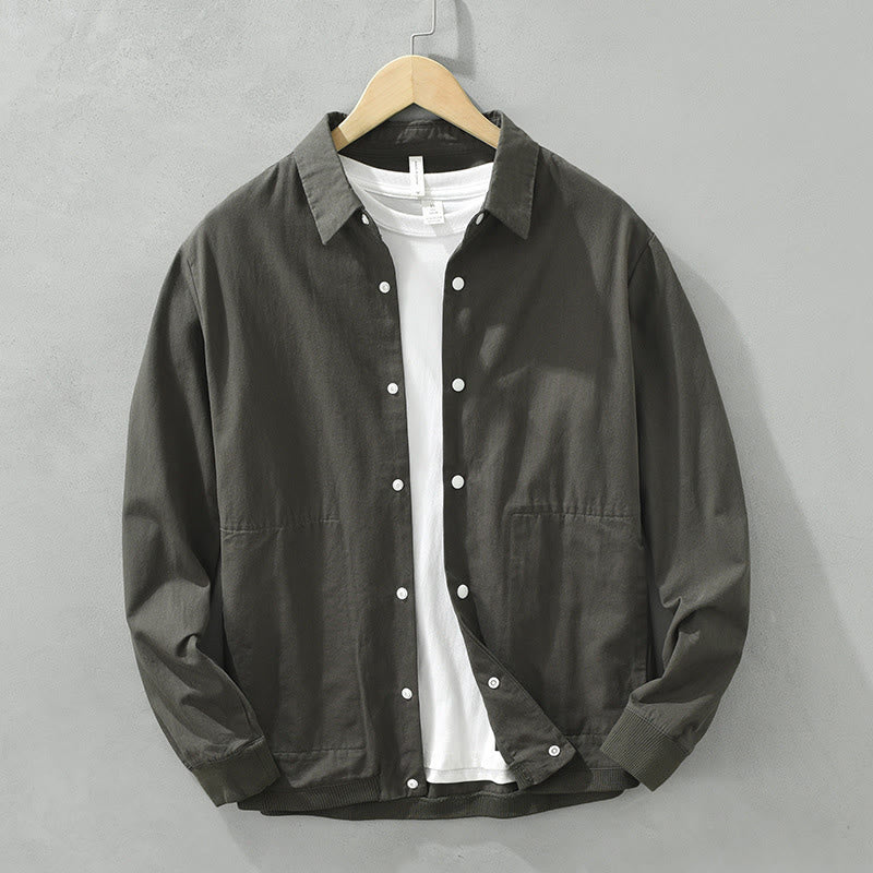 Camisa de algodón de manga larga con cuello alto y botones para hombre, color liso, con Buddha Stones - Gris oscuro - US/UK/AU42, EU52 (3XL) - image 9