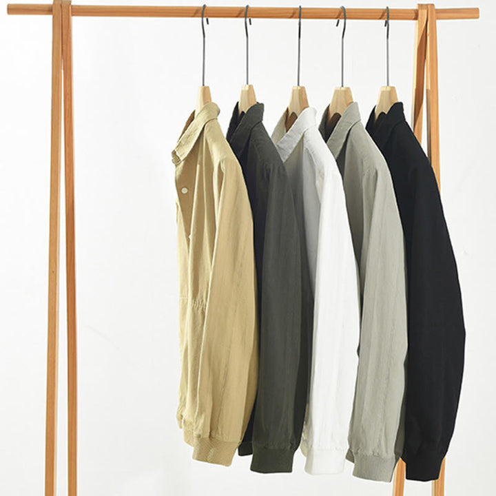 Camisa de algodón de manga larga con cuello alto y botones para hombre, color liso, con Buddha Stones - image 20