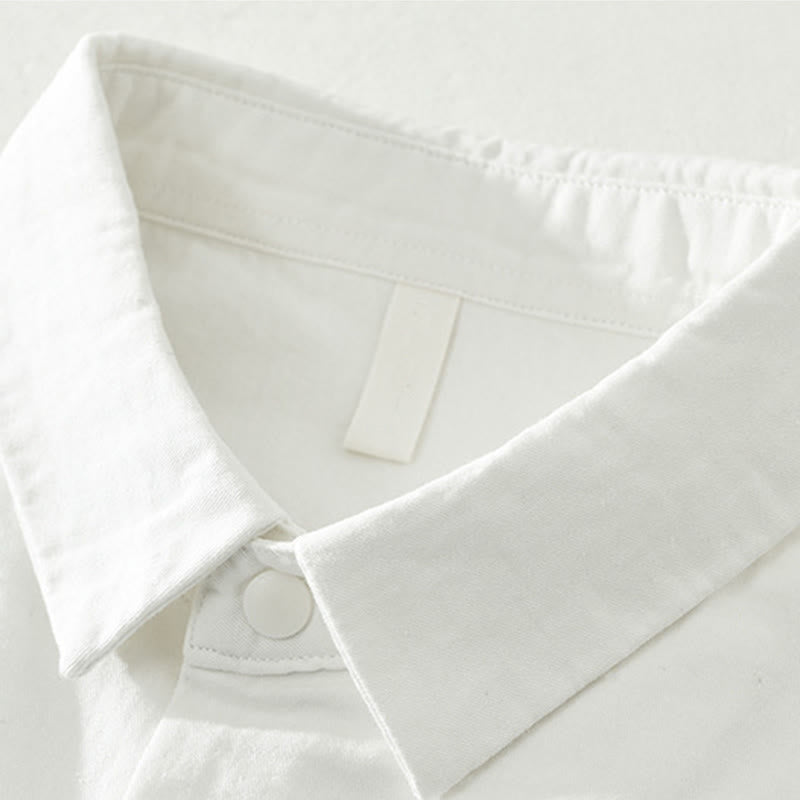 Camisa de algodón de manga larga con cuello alto y botones para hombre, color liso, con Buddha Stones - image 15