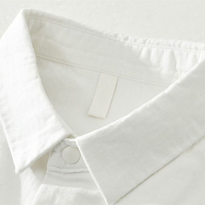 Camisa de algodón de manga larga con cuello alto y botones para hombre, color liso, con Buddha Stones - image 15