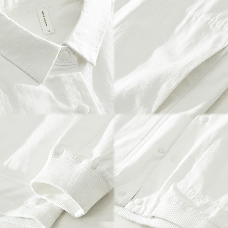 Camisa de algodón de manga larga con cuello alto y botones para hombre, color liso, con Buddha Stones - image 18