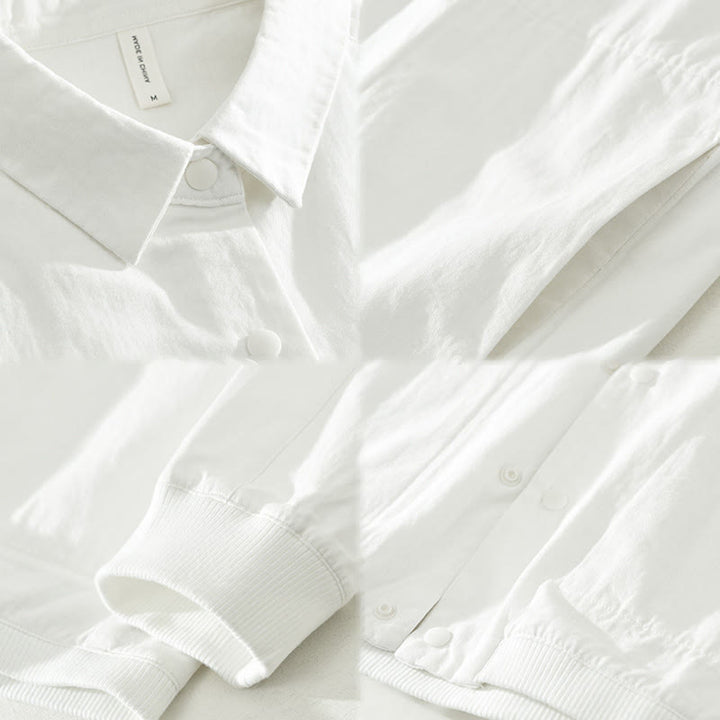 Camisa de algodón de manga larga con cuello alto y botones para hombre, color liso, con Buddha Stones - image 18