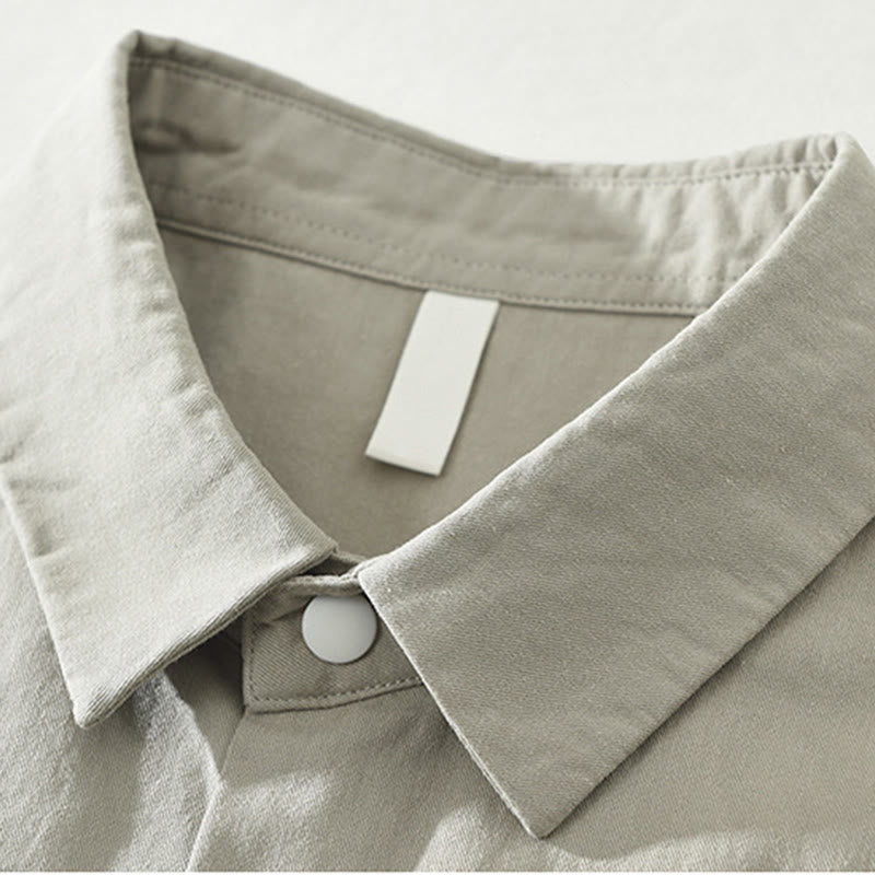 Camisa de algodón de manga larga con cuello alto y botones para hombre, color liso, con Buddha Stones - image 6