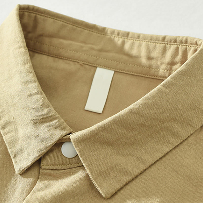 Camisa de algodón de manga larga con cuello alto y botones para hombre, color liso, con Buddha Stones - image 1