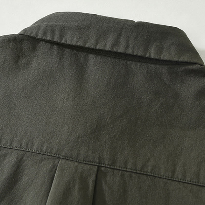 Camisa de algodón de manga larga con cuello alto y botones para hombre, color liso, con Buddha Stones - image 11