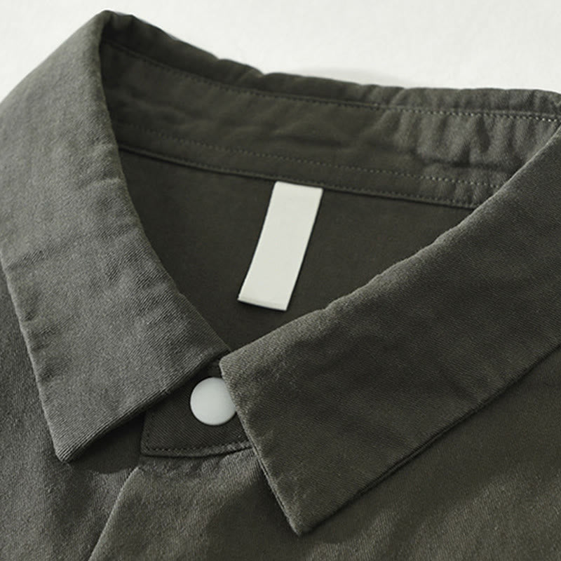 Camisa de algodón de manga larga con cuello alto y botones para hombre, color liso, con Buddha Stones - image 10