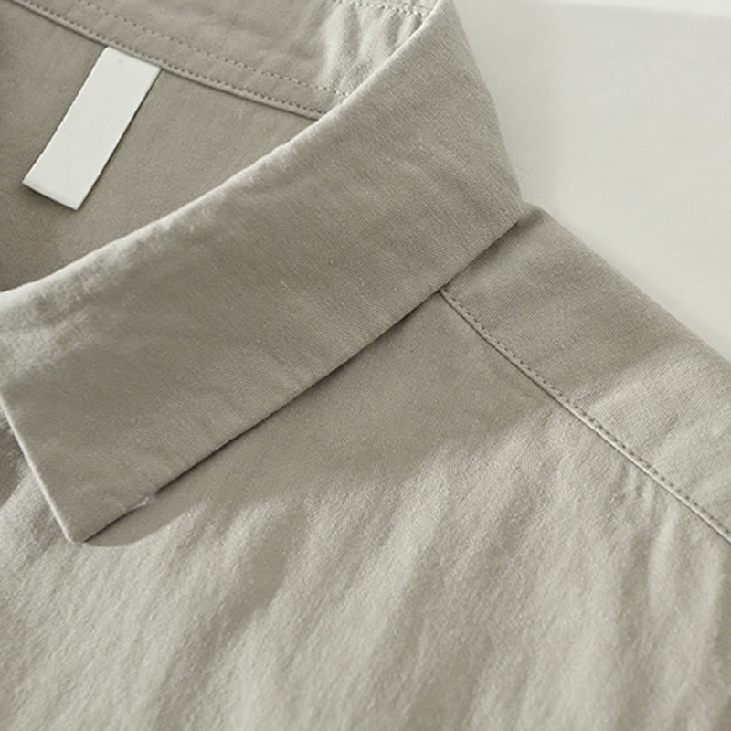 Camisa de algodón de manga larga con cuello alto y botones para hombre, color liso, con Buddha Stones - image 7