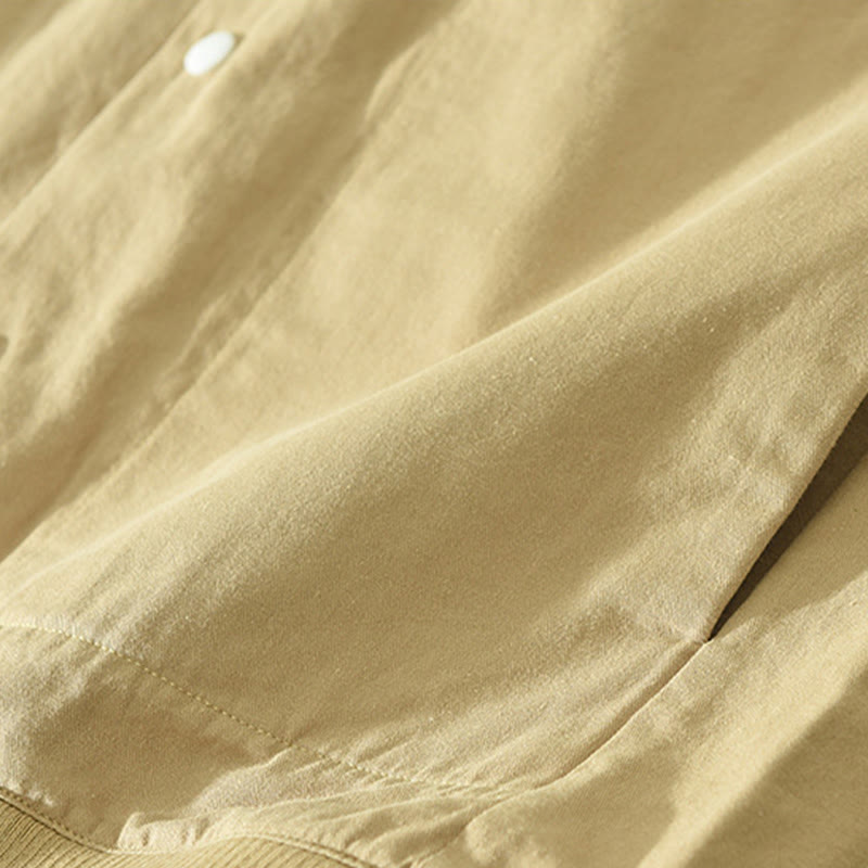 Camisa de algodón de manga larga con cuello alto y botones para hombre, color liso, con Buddha Stones - image 2