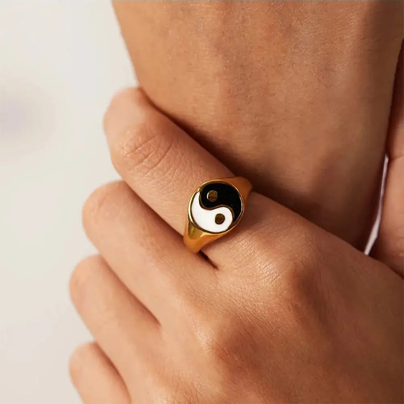 Anillo de la suerte ajustable YinYang de cobre con Buddha Stones - image 2