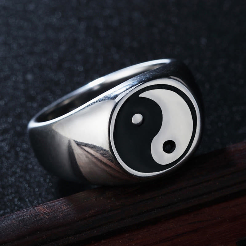 Anillo de la suerte ajustable YinYang de cobre con Buddha Stones - Bagua de cobre negro (ajustable) - image 0