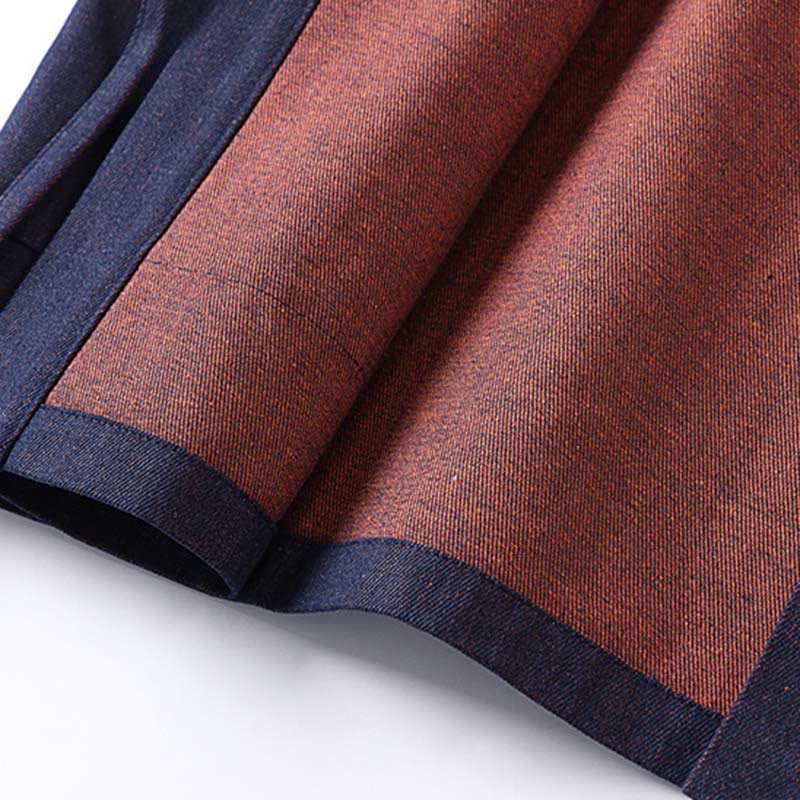 Chaqueta estilo kimono de algodón vaquero para hombre con mangas tres cuartos, abertura frontal y cordones de Buddha Stones - image 7