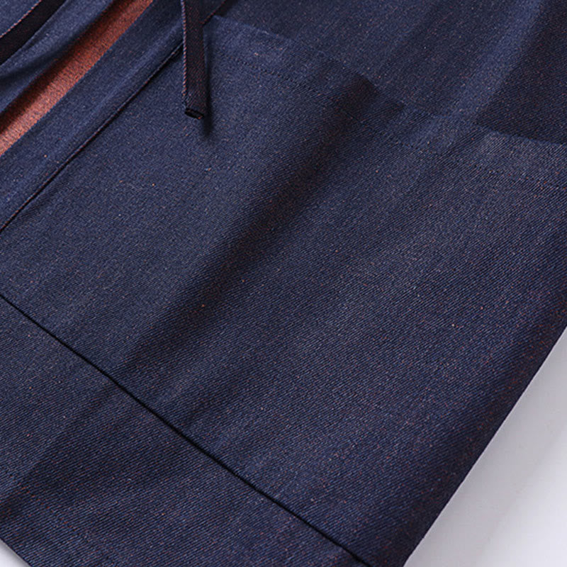 Chaqueta estilo kimono de algodón vaquero para hombre con mangas tres cuartos, abertura frontal y cordones de Buddha Stones - image 6