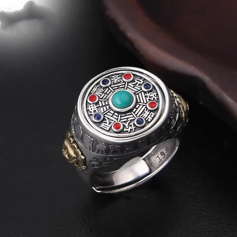 Anillo giratorio ajustable con monedas de cobre, Buddha Stones y Bagua. - image 1