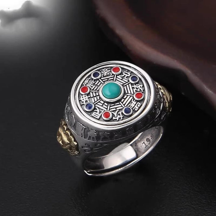 Anillo giratorio ajustable con monedas de cobre, Buddha Stones y Bagua. - image 1