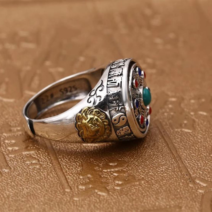 Anillo giratorio ajustable con monedas de cobre, Buddha Stones y Bagua. - image 11