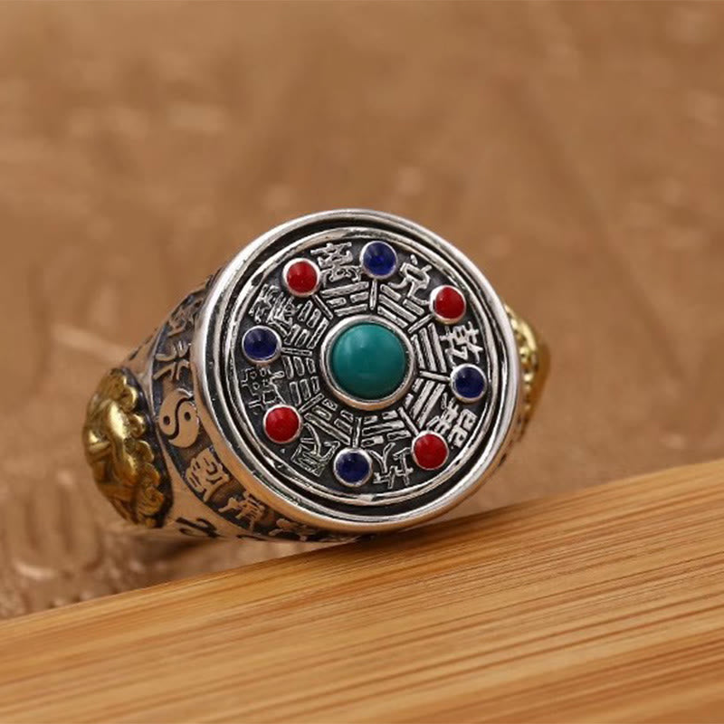 Anillo giratorio ajustable con monedas de cobre, Buddha Stones y Bagua. - image 2