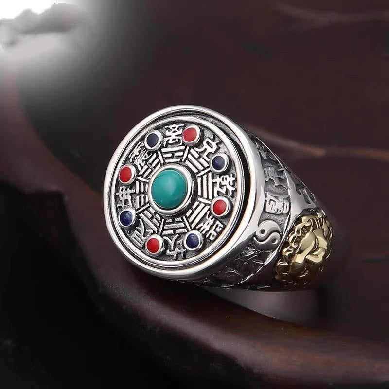Anillo giratorio ajustable con monedas de cobre, Buddha Stones y Bagua. - Bagua de cobre (ajustable) - image 0