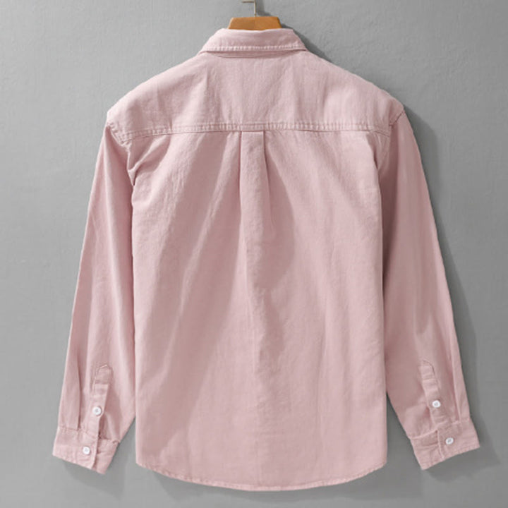 Camisa de algodón de manga larga para hombre con cuello alto, botones lisos y bolsillo decorativo con Buddha Stones - image 2