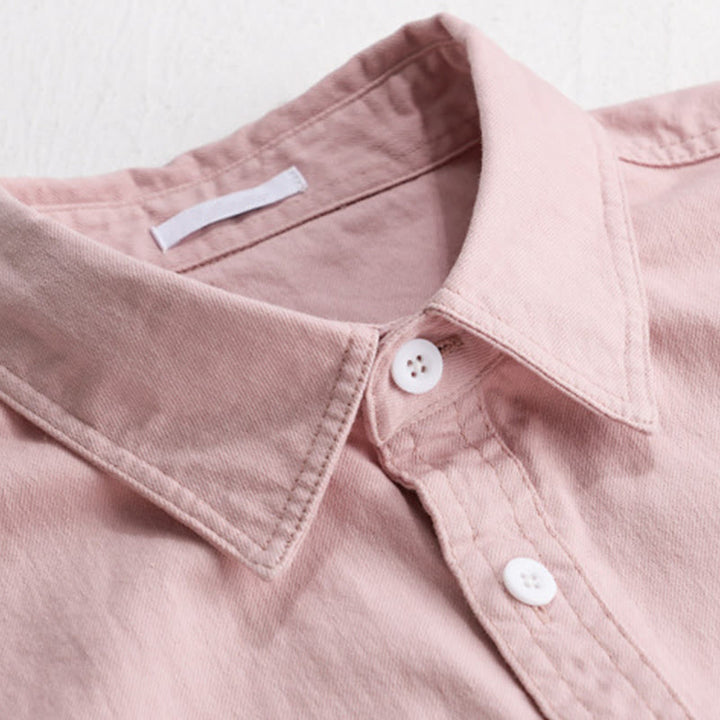 Camisa de algodón de manga larga para hombre con cuello alto, botones lisos y bolsillo decorativo con Buddha Stones - image 3