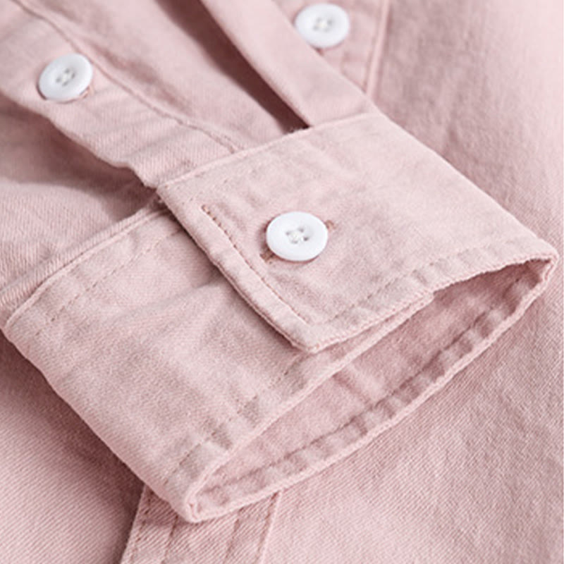 Camisa de algodón de manga larga para hombre con cuello alto, botones lisos y bolsillo decorativo con Buddha Stones - image 7