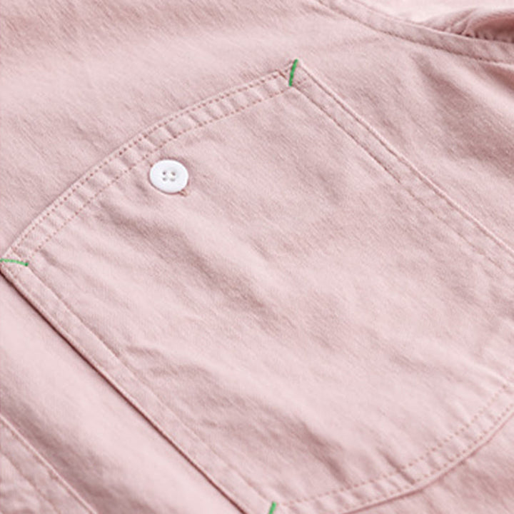 Camisa de algodón de manga larga para hombre con cuello alto, botones lisos y bolsillo decorativo con Buddha Stones - image 6