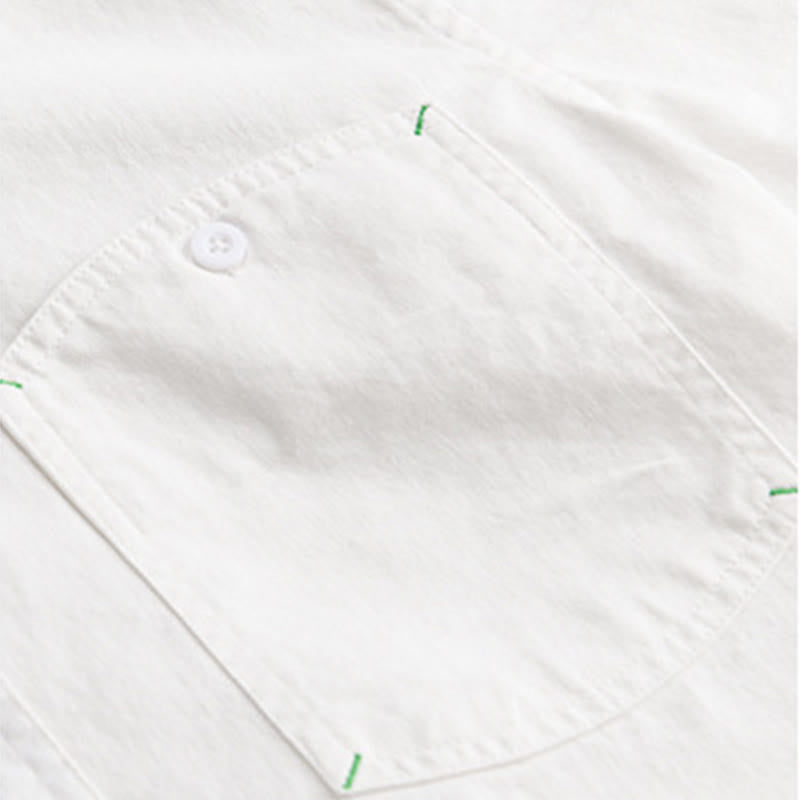 Camisa de algodón de manga larga para hombre con cuello alto, botones lisos y bolsillo decorativo con Buddha Stones - image 17