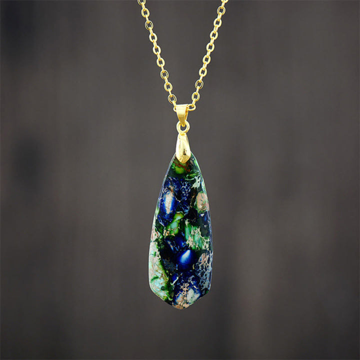 Collares y colgantes de la felicidad de la piedra del emperador y las Buddha Stones - Cadena dorada de piedra emperador azul oscuro - image 4