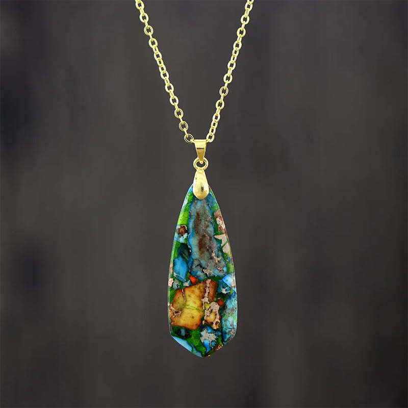 Collares y colgantes de la felicidad de la piedra del emperador y las Buddha Stones - Cadena dorada de piedra del emperador azul - image 6