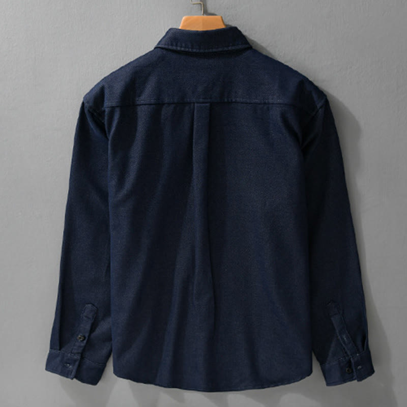 Camisa de algodón de manga larga con cuello alto y botones sólidos para hombre con estampado de Buddha Stones caídas - image 7