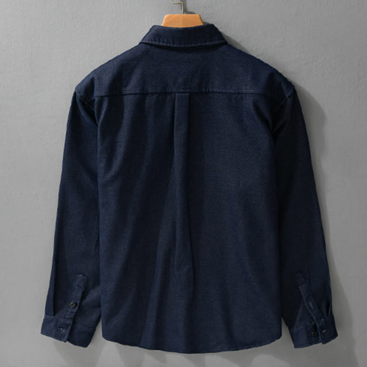 Camisa de algodón de manga larga con cuello alto y botones sólidos para hombre con estampado de Buddha Stones caídas - image 7