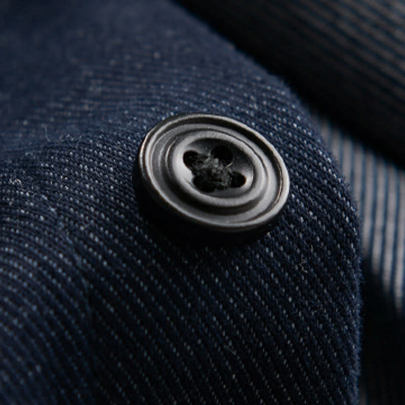 Camisa de algodón de manga larga con cuello alto y botones sólidos para hombre con estampado de Buddha Stones caídas - image 8