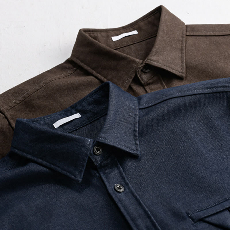 Camisa de algodón de manga larga con cuello alto y botones sólidos para hombre con estampado de Buddha Stones caídas - image 11