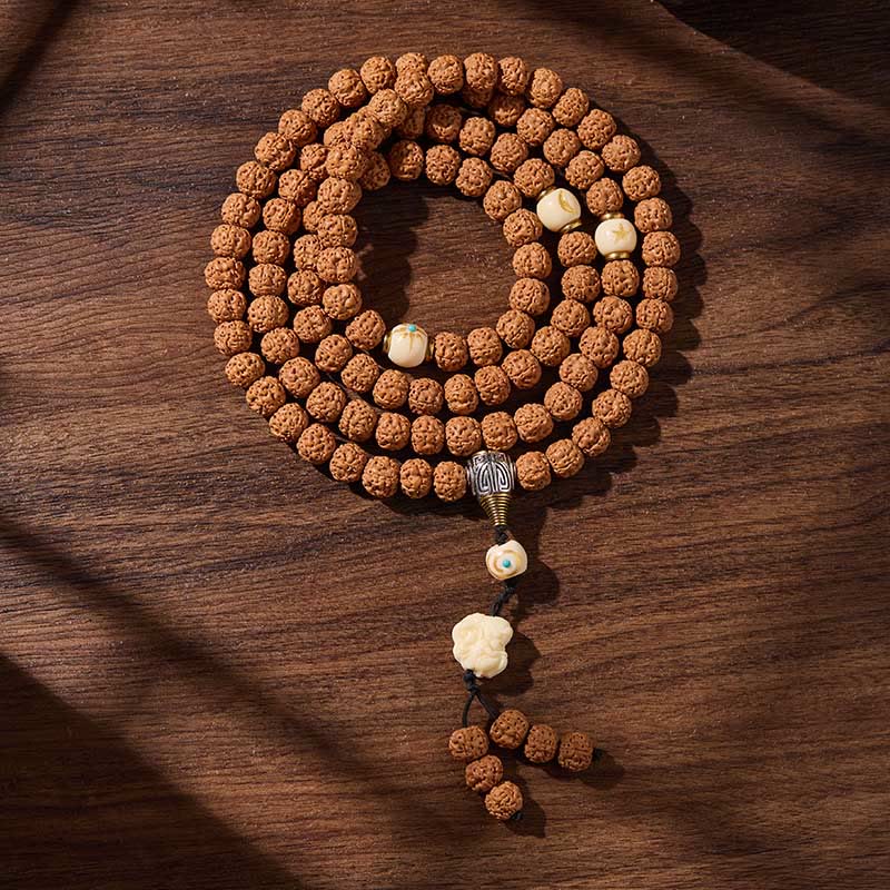 Mala tibetano de 108 Buddha Stones , semillas de Bodhi, cuentas Dzi de tres ojos, auspiciosidad - Elegancia tranquila - 10 mm - image 15