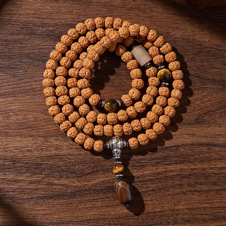 Mala tibetano de 108 Buddha Stones , semillas de Bodhi, cuentas Dzi de tres ojos, auspiciosidad - Nubes auspiciosas - 10 mm - image 18