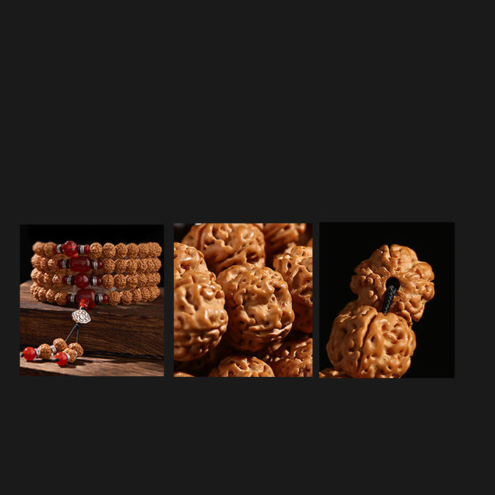 Mala tibetano de 108 Buddha Stones , semillas de Bodhi, cuentas Dzi de tres ojos, auspiciosidad - image 10