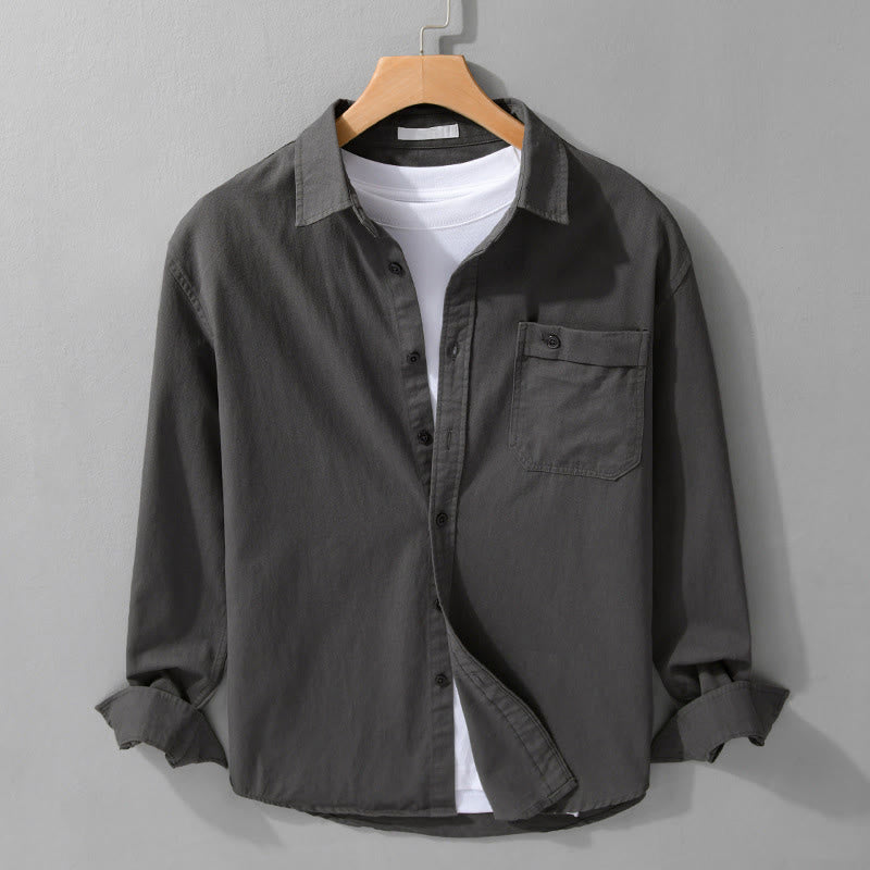 Camisa informal de algodón de manga larga con cuello alto y bolsillos decorativos para hombre con estampado de Buddha Stones - Gris oscuro - US/UK/AU42, EU52 (3XL) - image 17