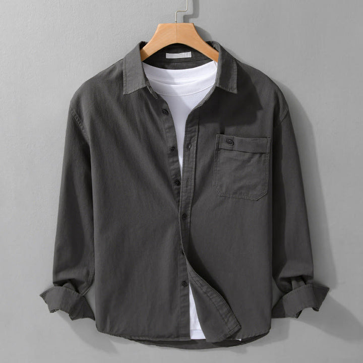 Camisa informal de algodón de manga larga con cuello alto y bolsillos decorativos para hombre con estampado de Buddha Stones - Gris oscuro - US/UK/AU42, EU52 (3XL) - image 17