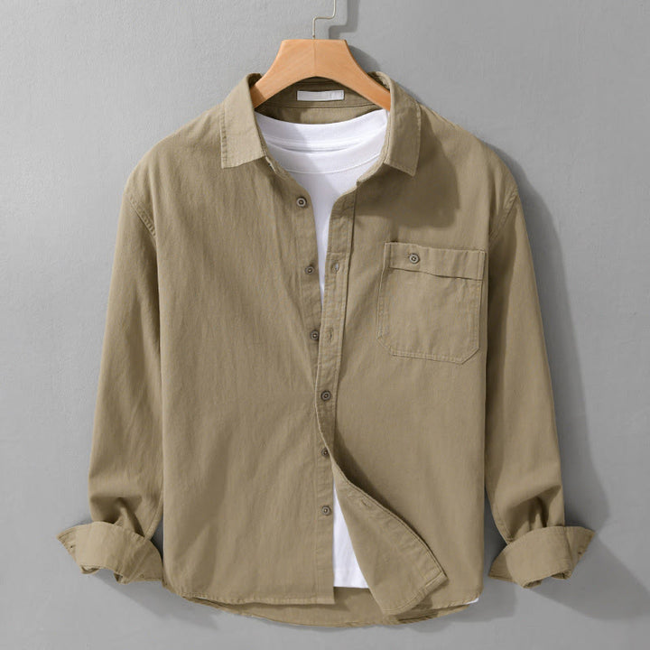 Camisa informal de algodón de manga larga con cuello alto y bolsillos decorativos para hombre con estampado de Buddha Stones - Broncearse - US/UK/AU42, EU52 (3XL) - image 10