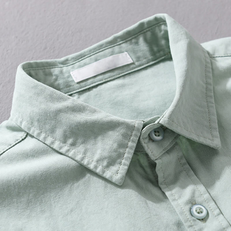 Camisa informal de algodón de manga larga con cuello alto y bolsillos decorativos para hombre con estampado de Buddha Stones - image 1