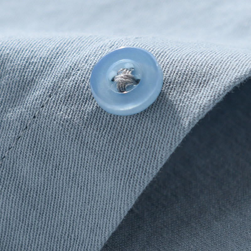 Camisa informal de algodón de manga larga con cuello alto y bolsillos decorativos para hombre con estampado de Buddha Stones - image 9