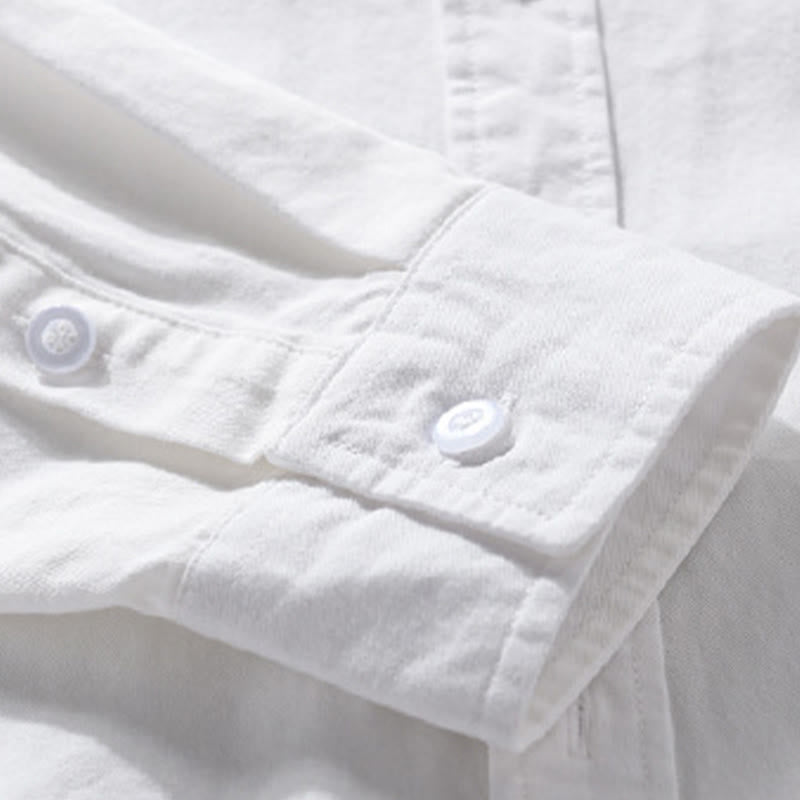 Camisa informal de algodón de manga larga con cuello alto y bolsillos decorativos para hombre con estampado de Buddha Stones - image 23