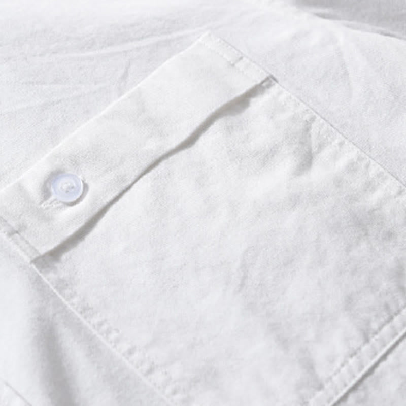 Camisa informal de algodón de manga larga con cuello alto y bolsillos decorativos para hombre con estampado de Buddha Stones - image 22