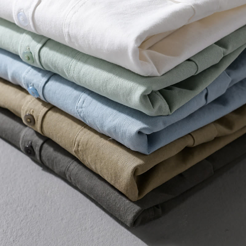 Camisa informal de algodón de manga larga con cuello alto y bolsillos decorativos para hombre con estampado de Buddha Stones - image 27