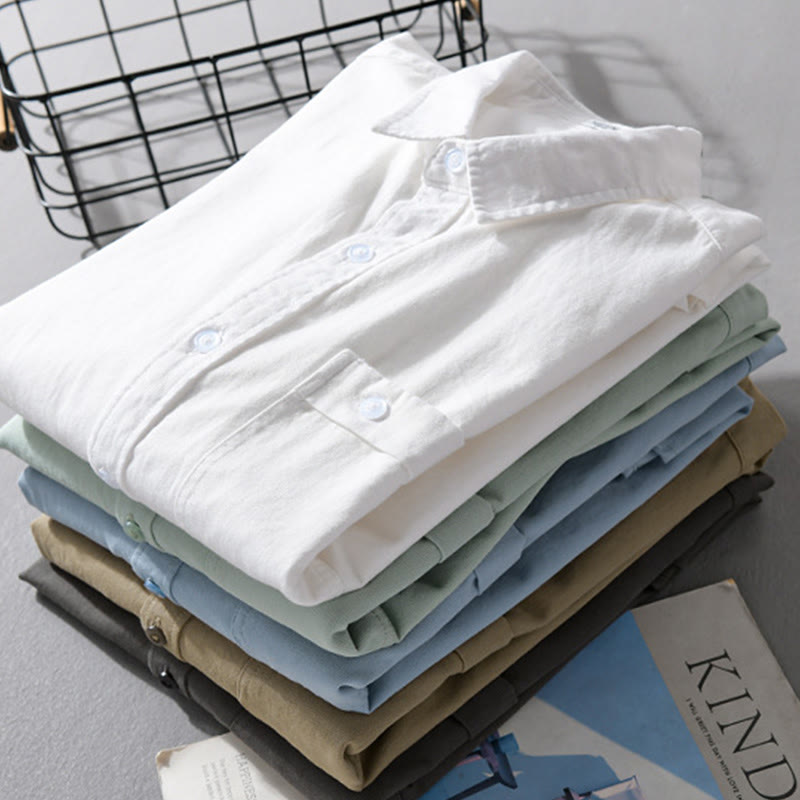 Camisa informal de algodón de manga larga con cuello alto y bolsillos decorativos para hombre con estampado de Buddha Stones - image 25